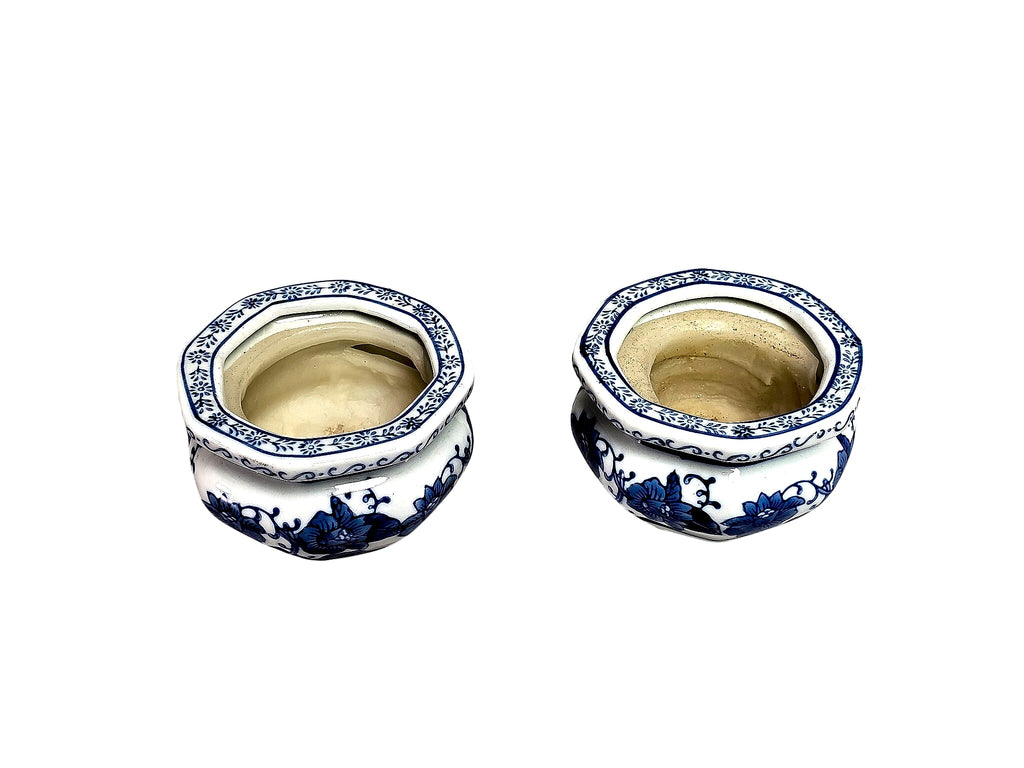 Bombay Blue White Porcelain Octagonal Cachepots Pair