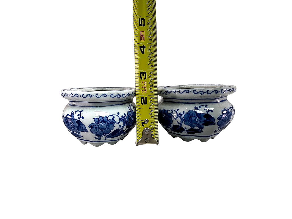 Bombay Blue White Porcelain Octagonal Cachepots Pair