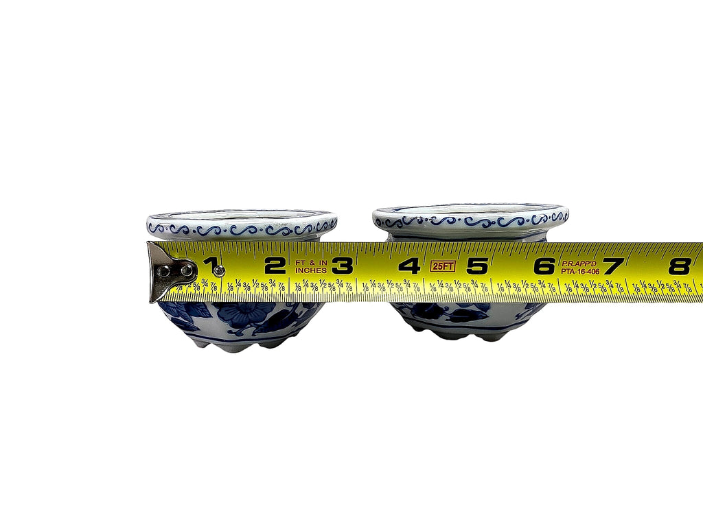 Bombay Blue White Porcelain Octagonal Cachepots Pair