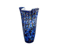 Josefina Czech Cased Glass Fazzoletto Vase Blue Spatter