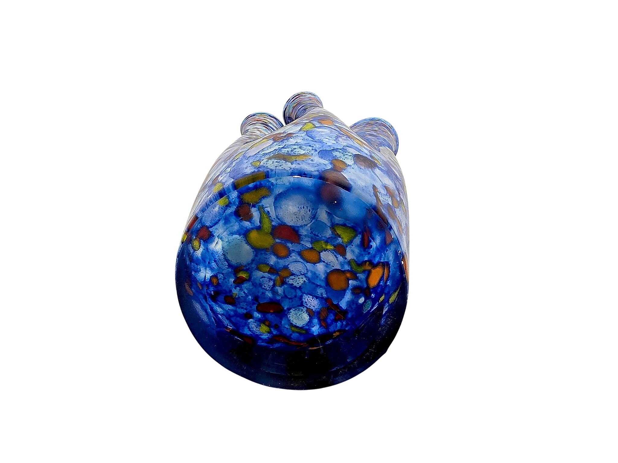 Josefina Czech Cased Glass Fazzoletto Vase Blue Spatter