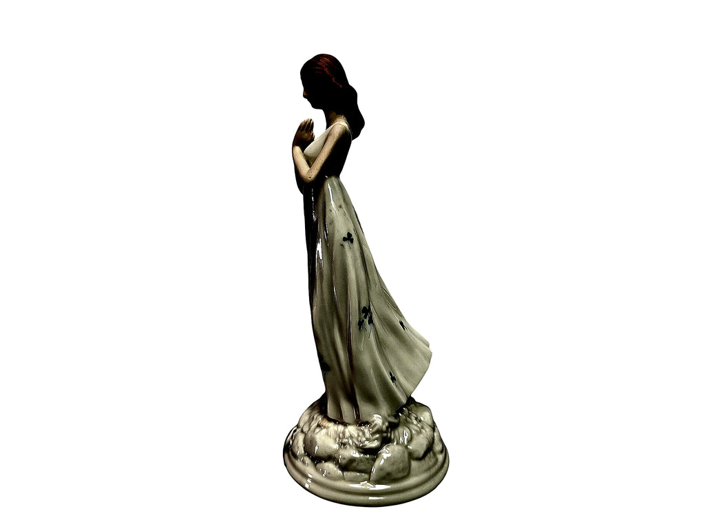 Porcelain Irish Colleen Figurine Shamrock Dress 8.5in