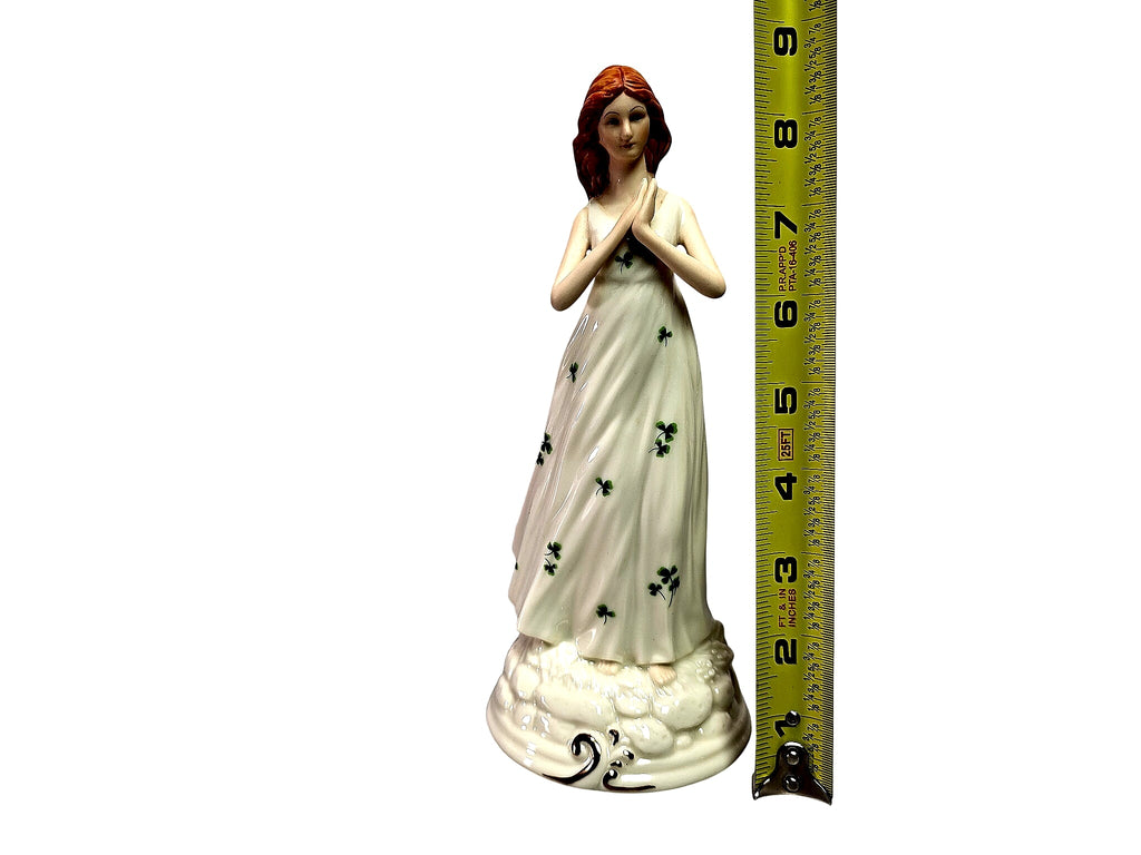 Porcelain Irish Colleen Figurine Shamrock Dress 8.5in