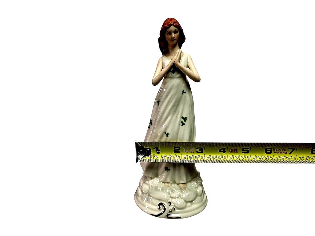 Porcelain Irish Colleen Figurine Shamrock Dress 8.5in