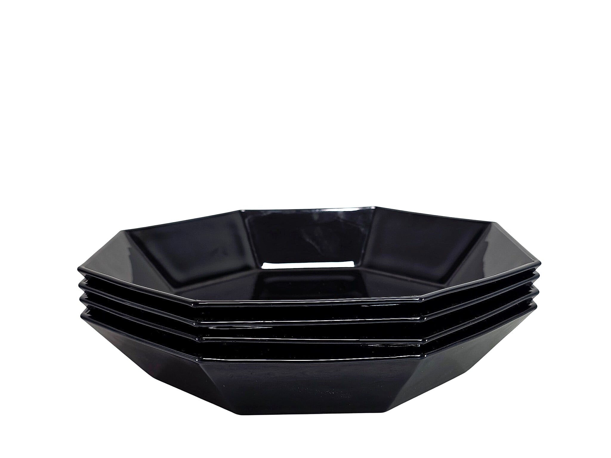 Arcoroc Octime France Black Glass Octagonal Bowls Set 4