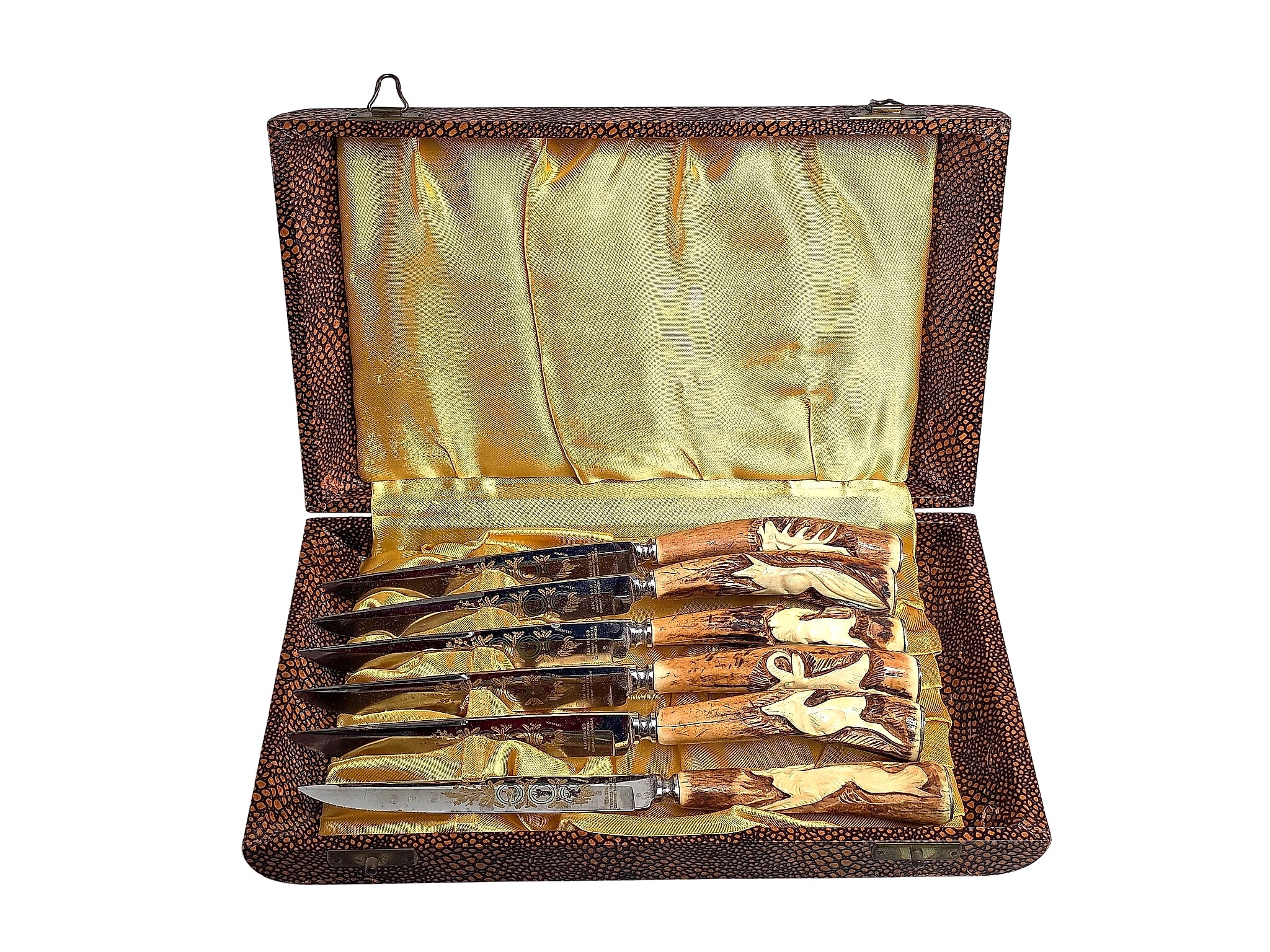 Klatraso Solingen Stag Horn Steak Knives Set 6 Cased