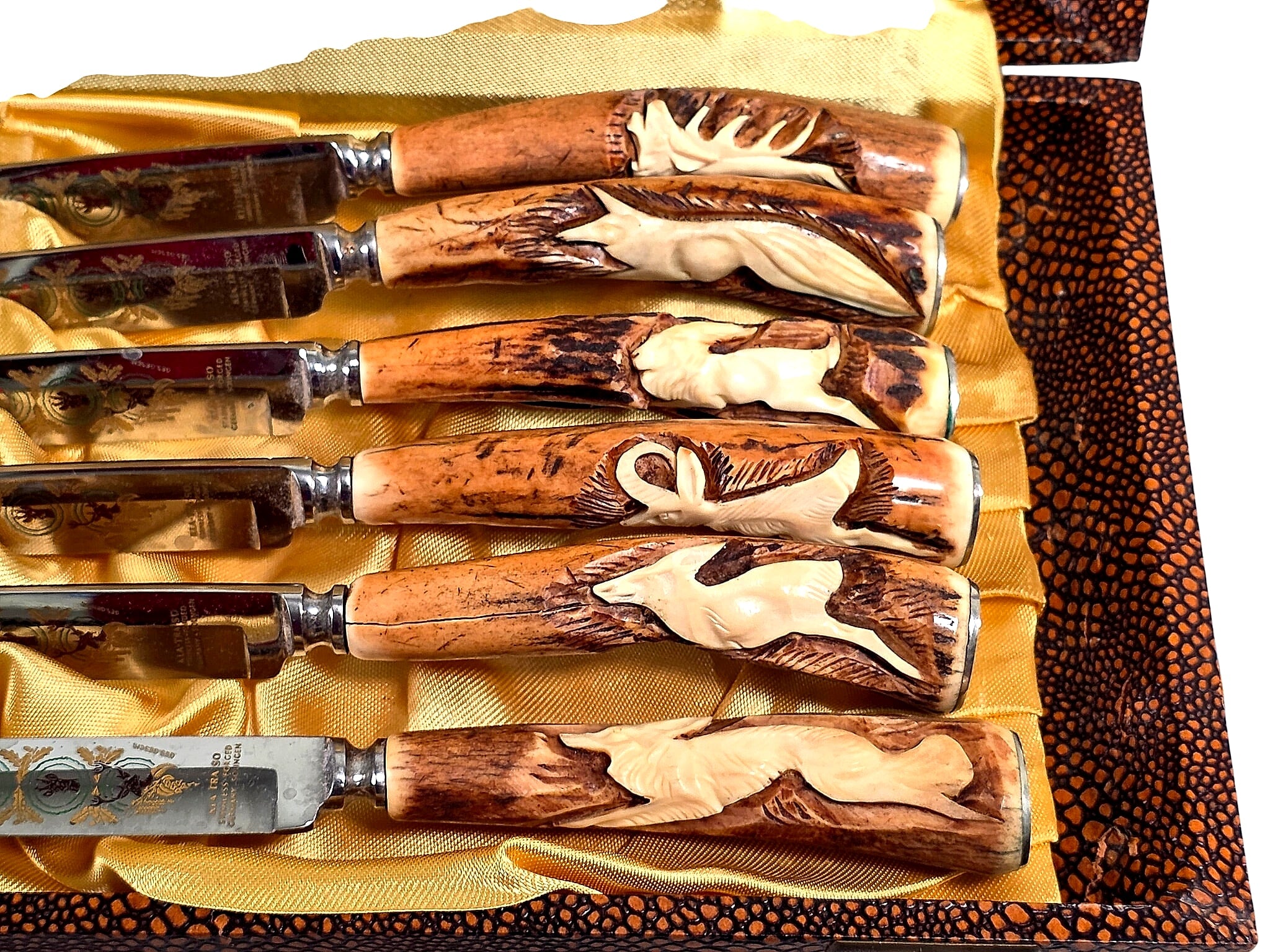 Klatraso Solingen Stag Horn Steak Knives Set 6 Cased
