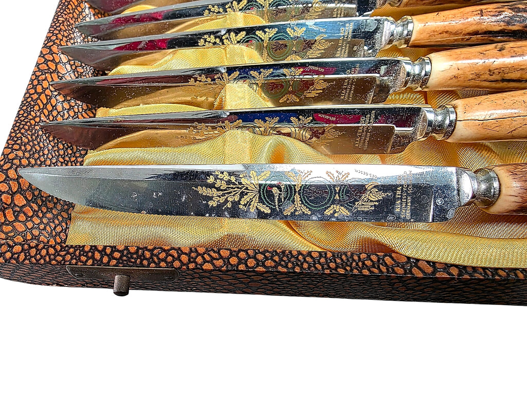 Klatraso Solingen Stag Horn Steak Knives Set 6 Cased