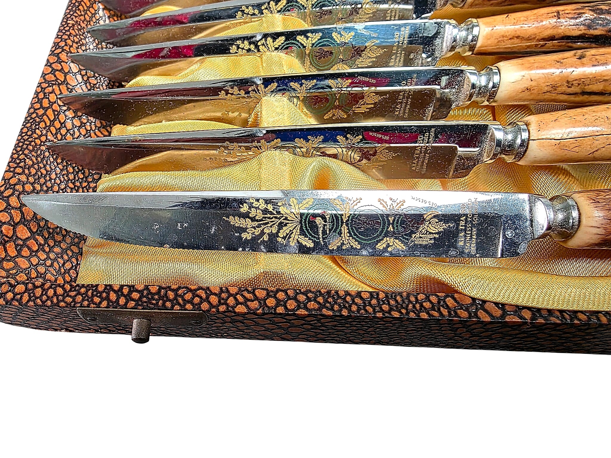 Klatraso Solingen Stag Horn Steak Knives Set 6 Cased