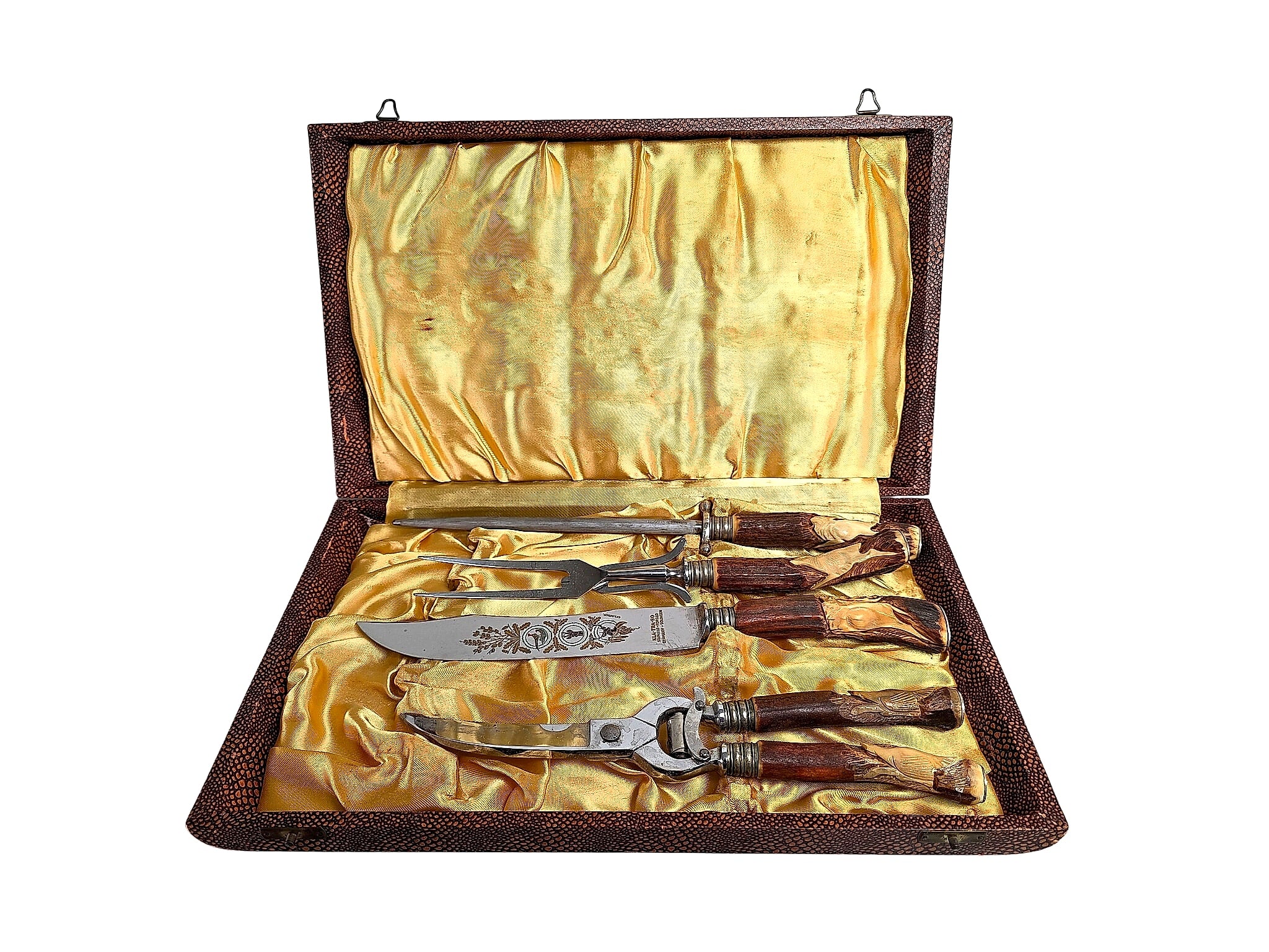 Kla-Tra-So Solingen Stag Antler Carving Set 4pc Cased