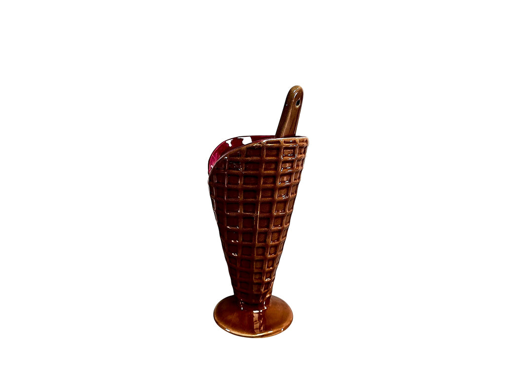 Burton+Burton 2009 Ceramic Waffle Cone Sundae Dish Spoon