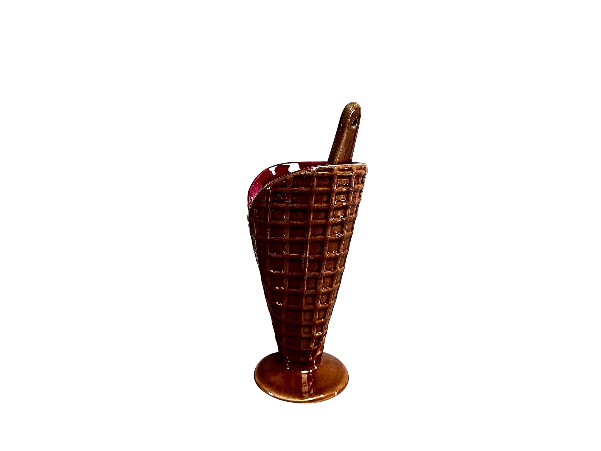 Burton+Burton 2009 Ceramic Waffle Cone Sundae Dish Spoon