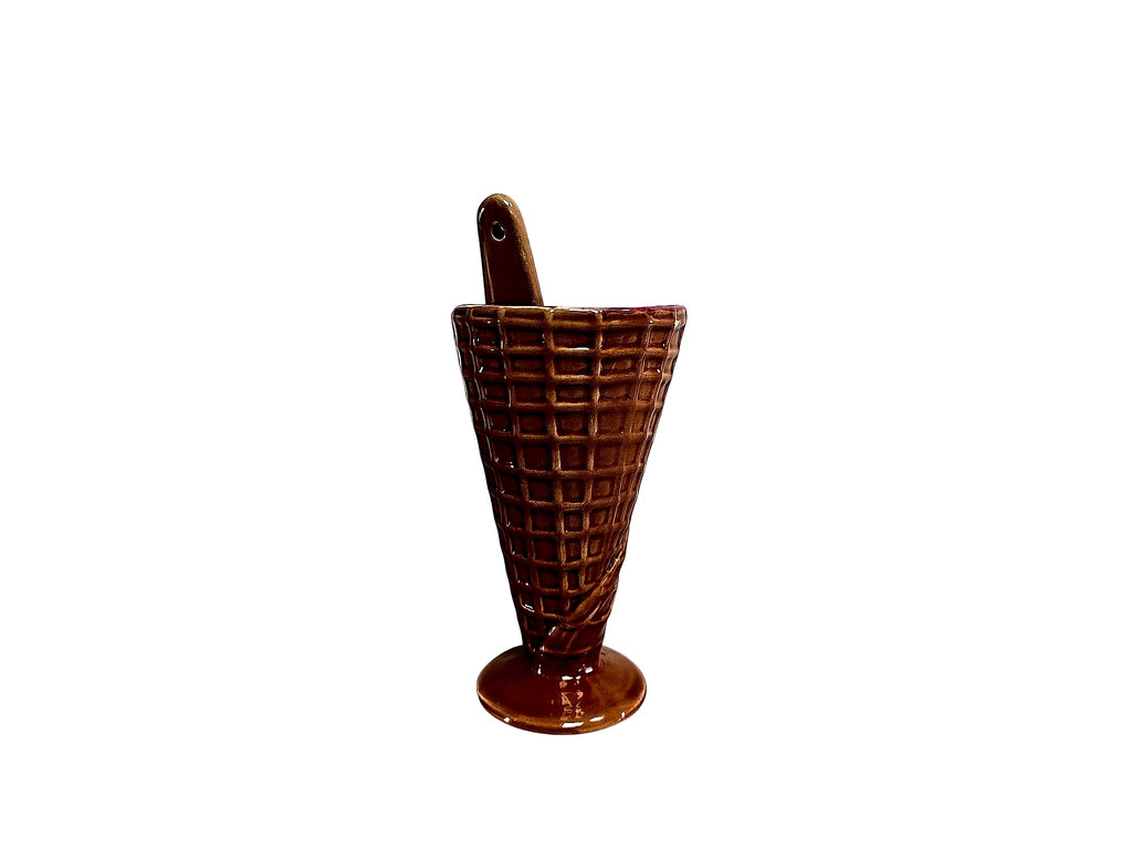 Burton+Burton 2009 Ceramic Waffle Cone Sundae Dish Spoon