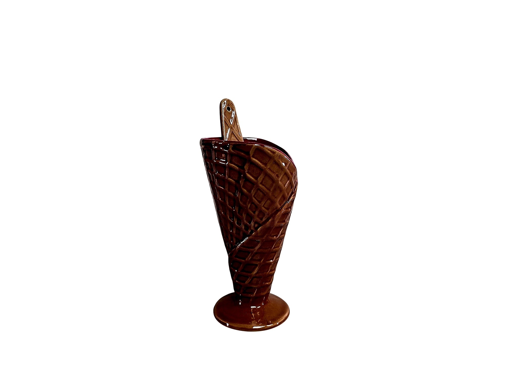 Burton+Burton 2009 Ceramic Waffle Cone Sundae Dish Spoon