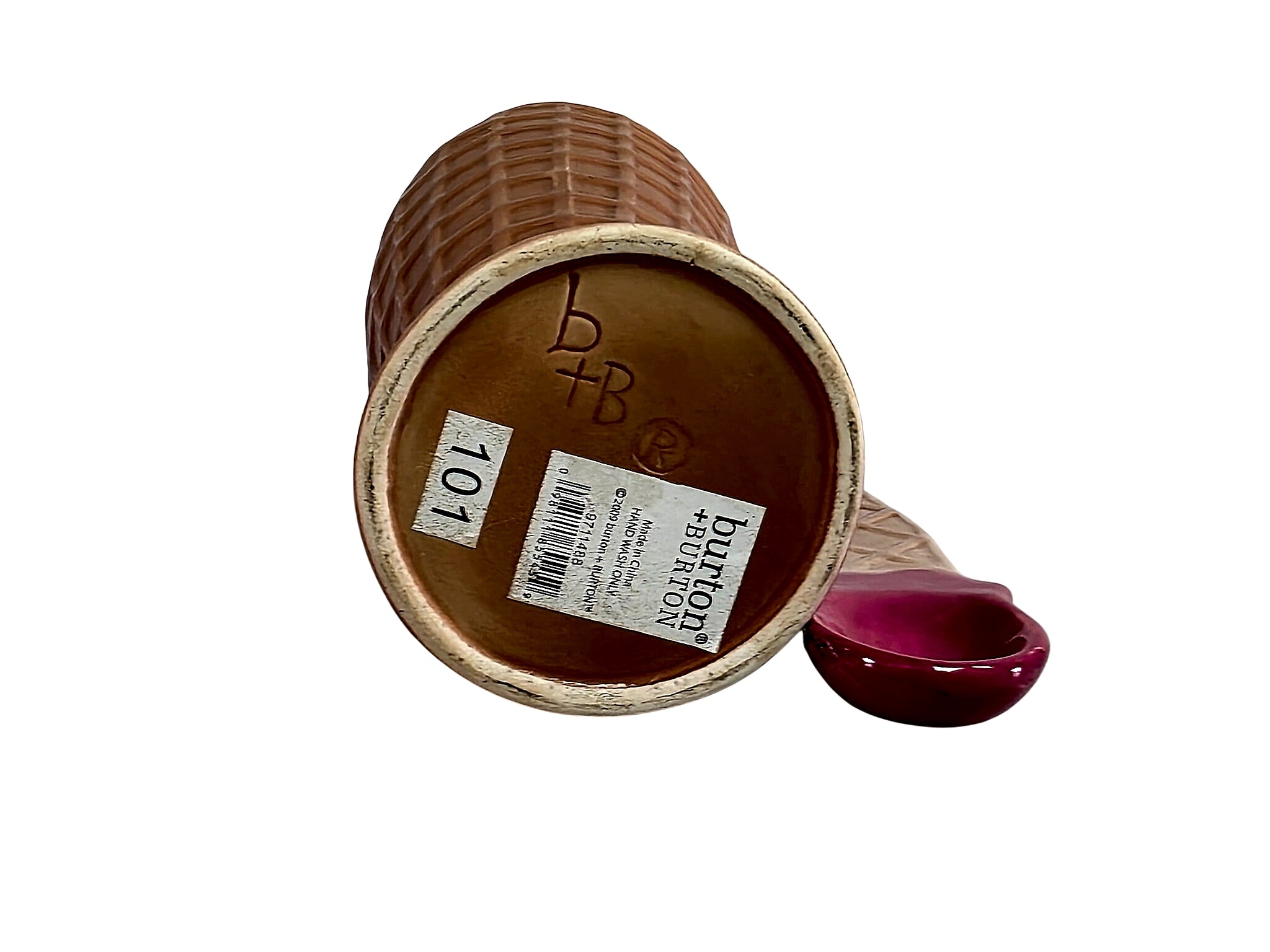 Burton+Burton 2009 Ceramic Waffle Cone Sundae Dish Spoon