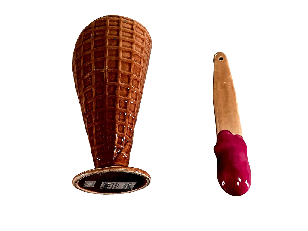 Burton+Burton 2009 Ceramic Waffle Cone Sundae Dish Spoon