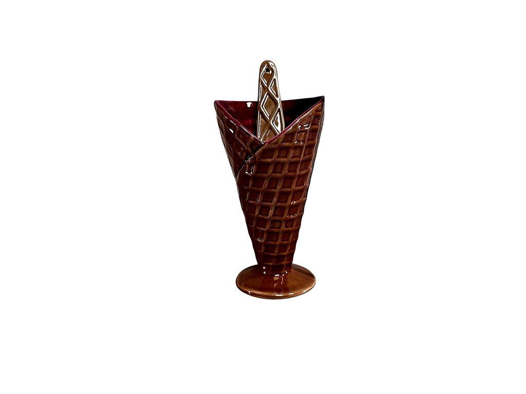 Burton+Burton 2009 Ceramic Waffle Cone Sundae Dish Spoon