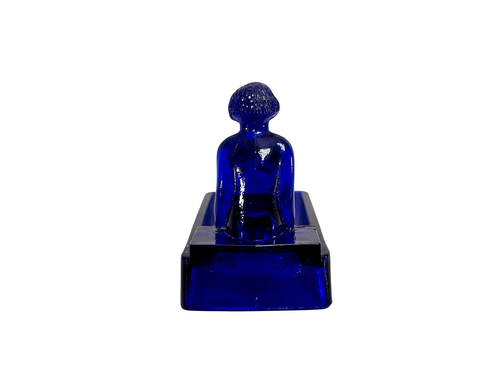 Art Deco 1930s Cobalt Pressed Glass Nude Figural Dish