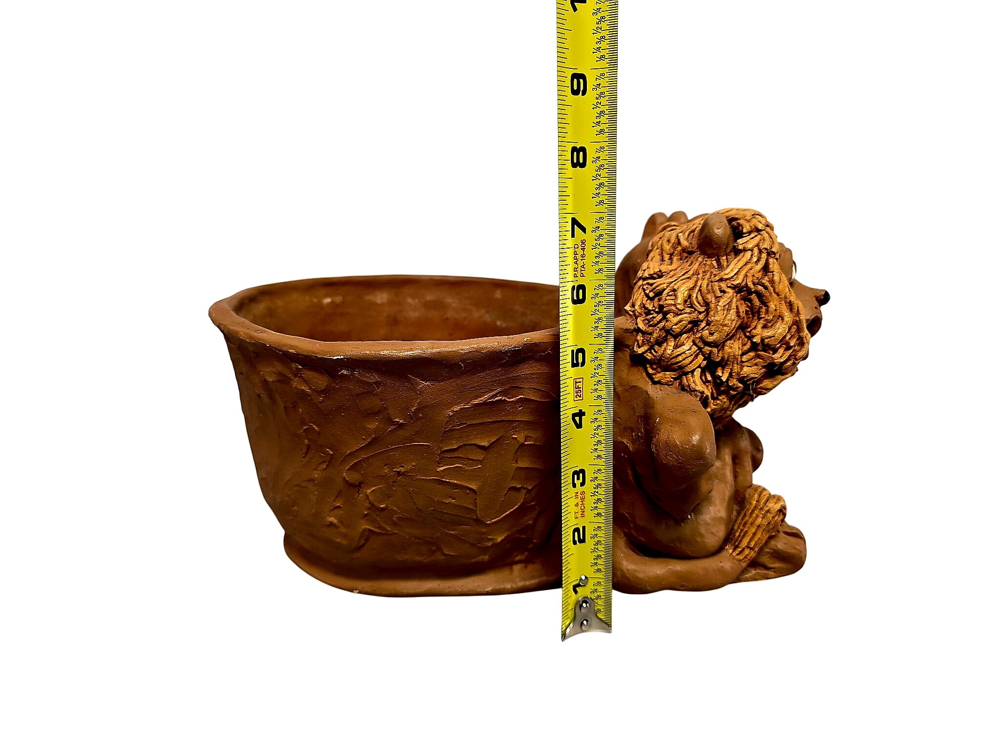 Handmade Terracotta Lion and Lioness Figural Planter