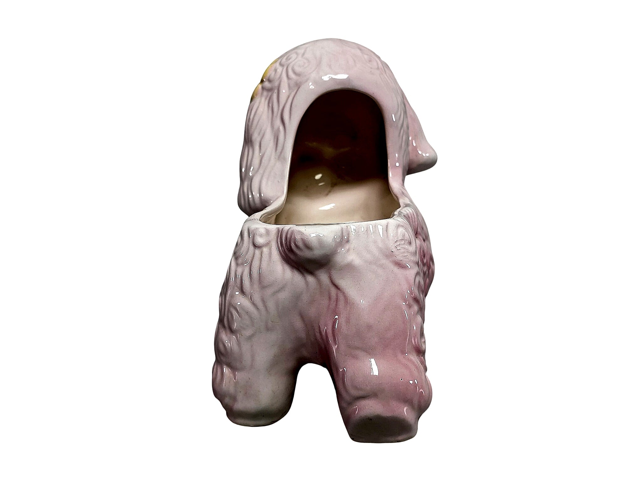 1950s Ceramic Poodle Nursery Planter Pink Glaze