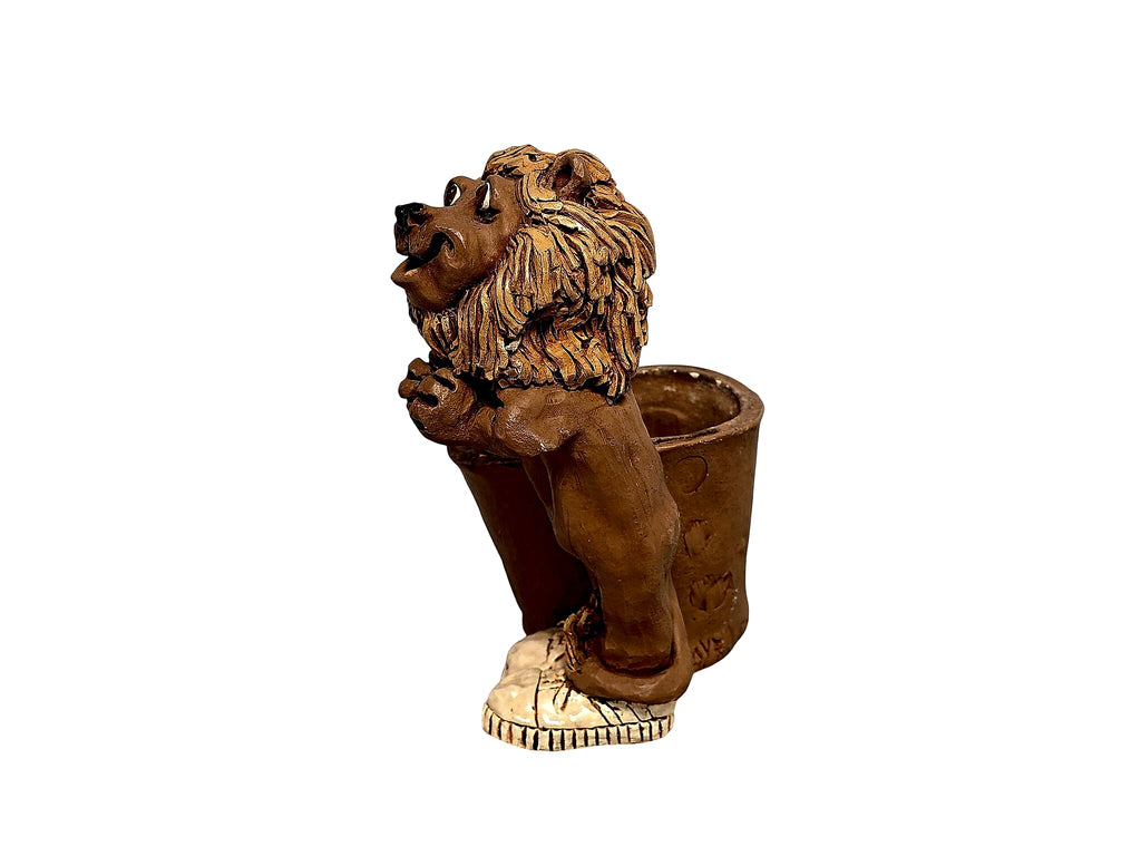 Studio Pottery Lion Planter Signed Slaye 1975 Stoneware