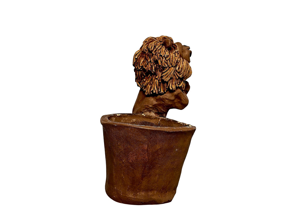 Studio Pottery Lion Planter Signed Slaye 1975 Stoneware