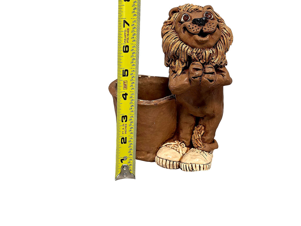 Studio Pottery Lion Planter Signed Slaye 1975 Stoneware