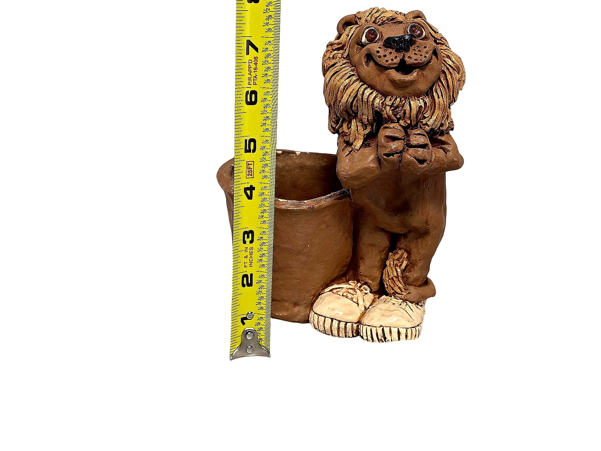 Studio Pottery Lion Planter Signed Slaye 1975 Stoneware