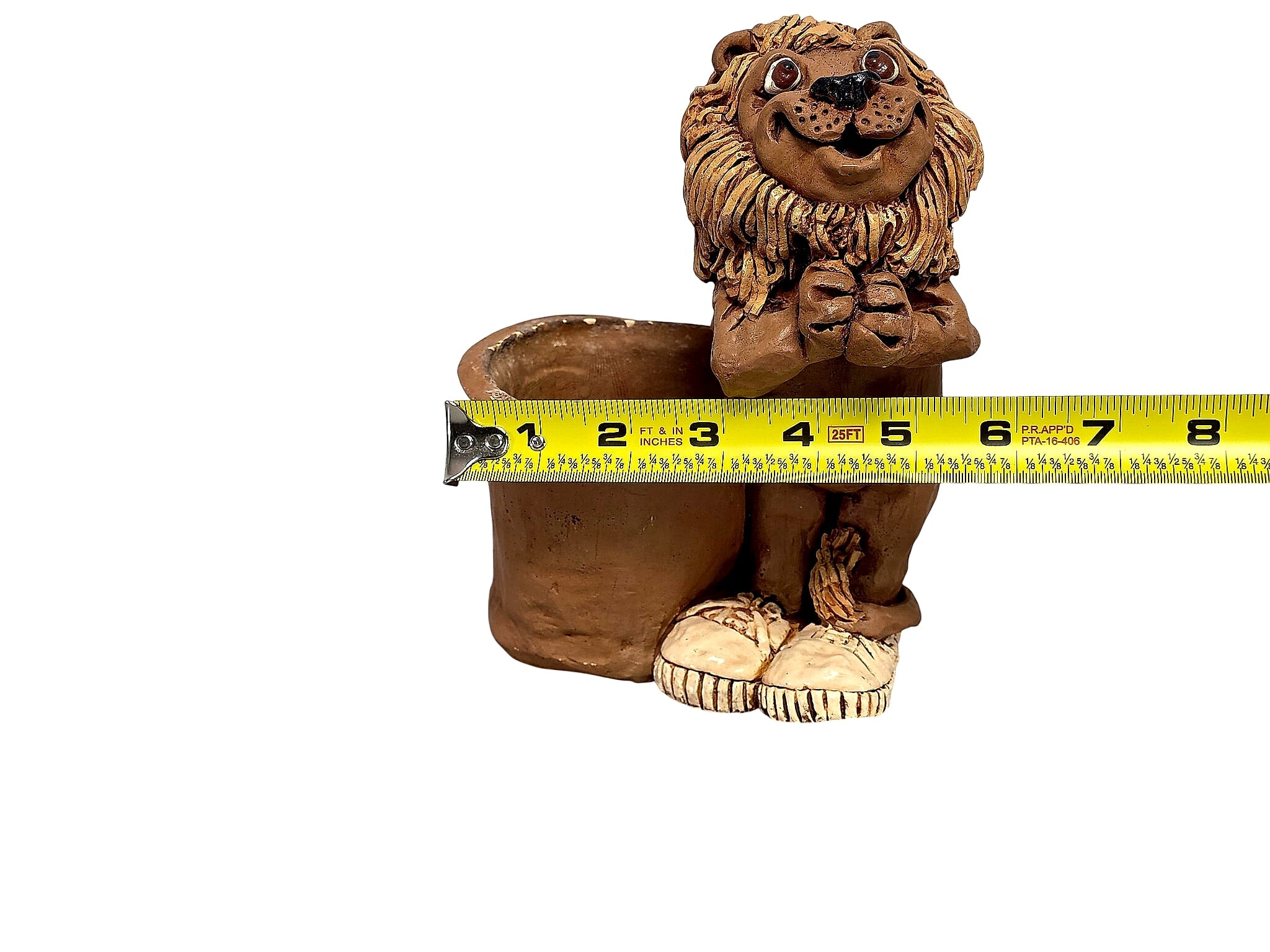 Studio Pottery Lion Planter Signed Slaye 1975 Stoneware