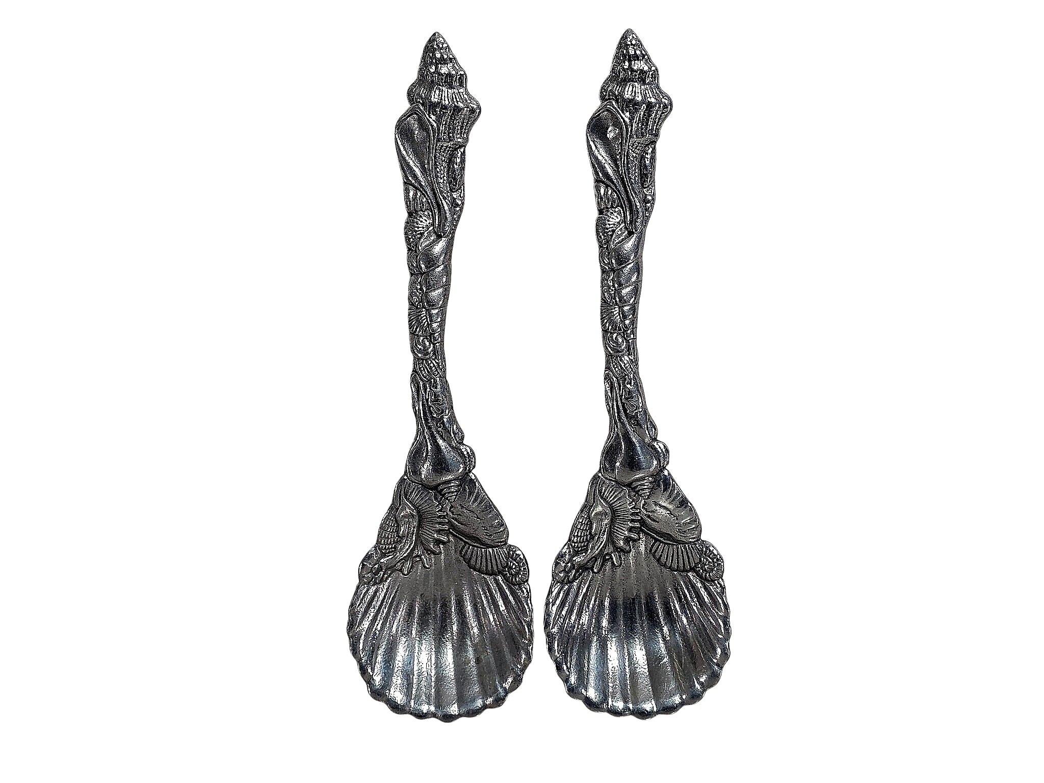 Arthur Court 1993 Aluminum Seashell Serving Spoons Pair