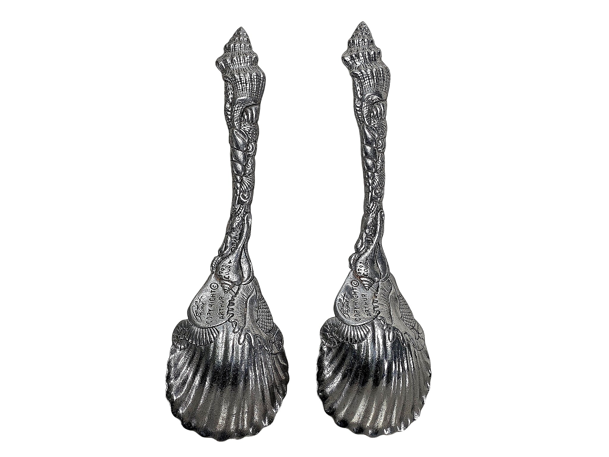Arthur Court 1993 Aluminum Seashell Serving Spoons Pair