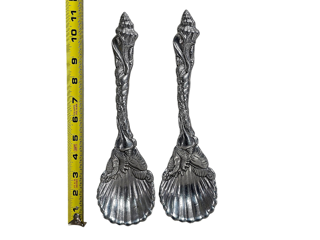 Arthur Court 1993 Aluminum Seashell Serving Spoons Pair
