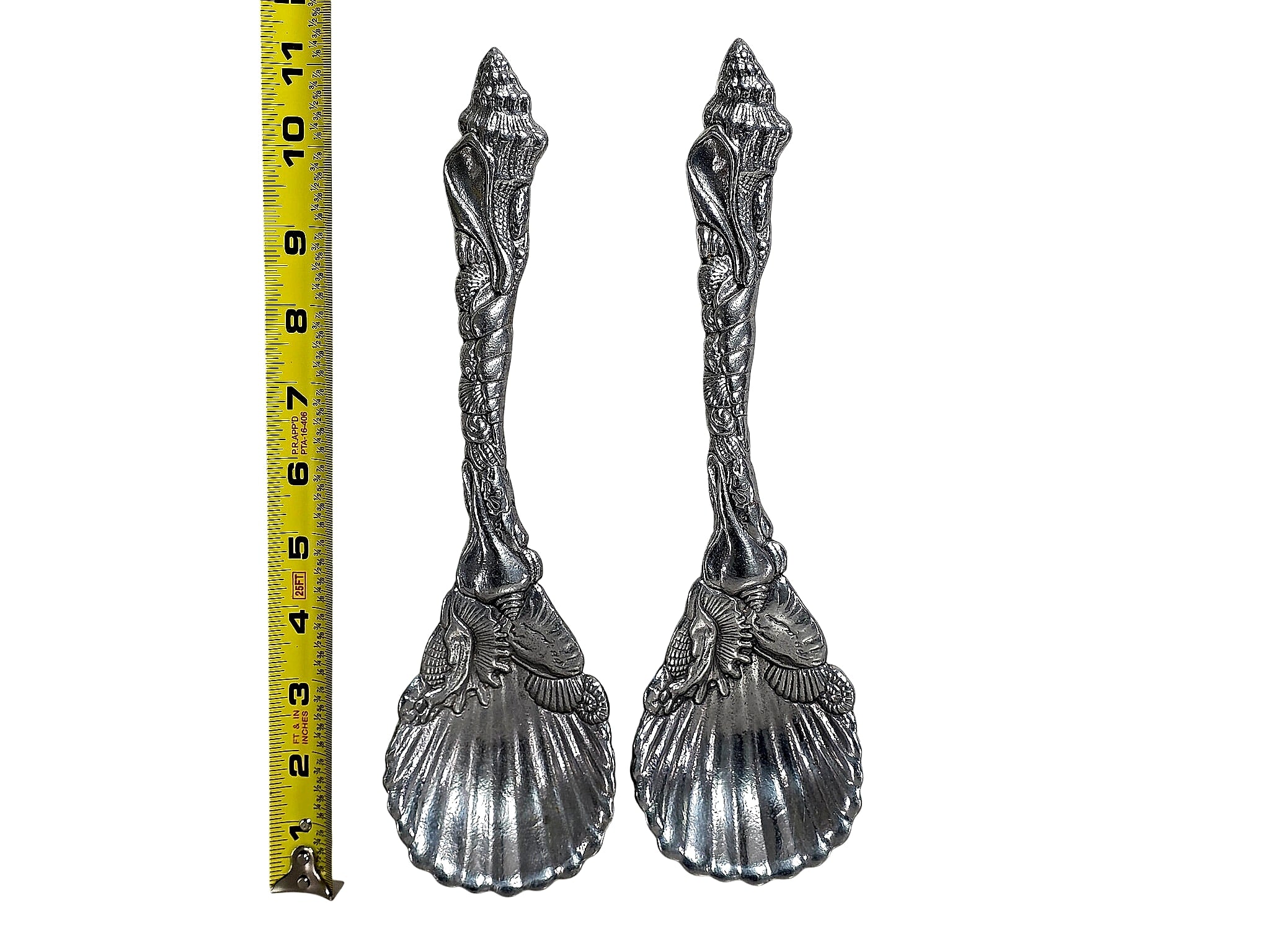 Arthur Court 1993 Aluminum Seashell Serving Spoons Pair