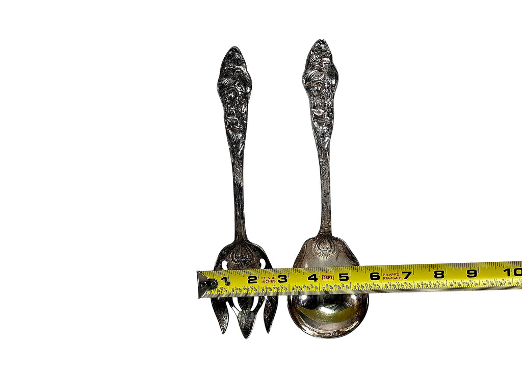 Reumert Art Nouveau Silver Plate Salad Servers Pair