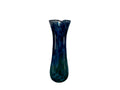 Hand Blown Spatter Art Glass Bud Vase Blue Green 9.5in