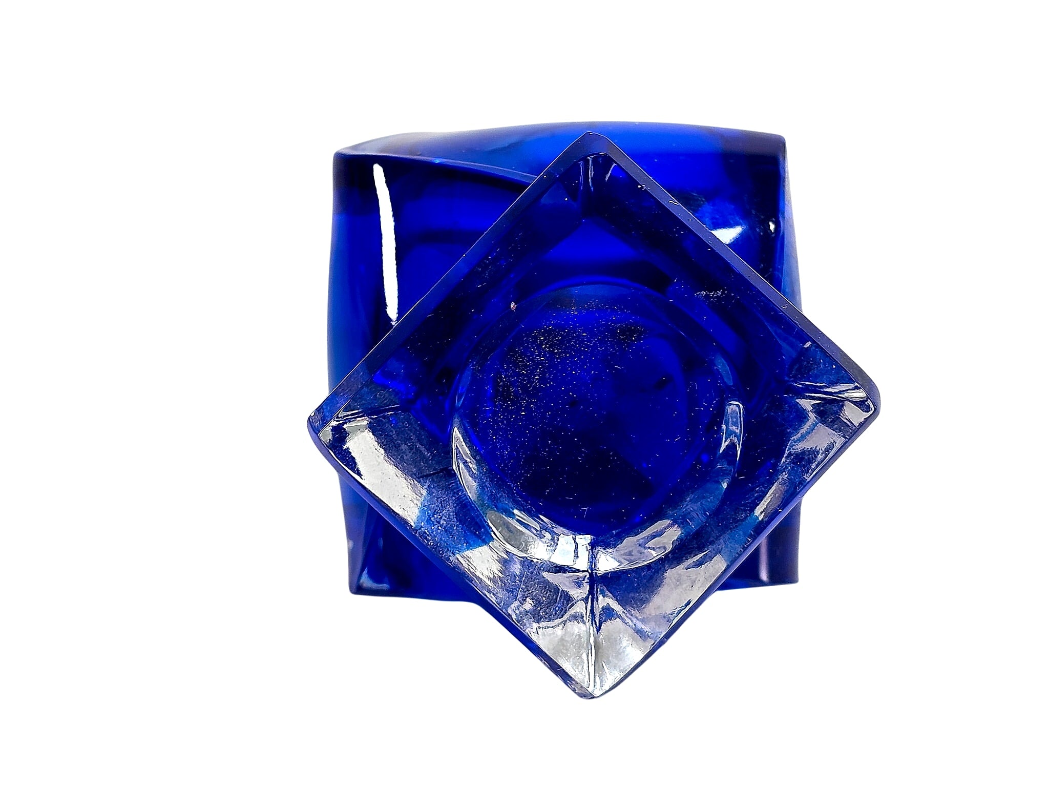 Cobalt Sommerso Cased Art Glass Bud Vase Mid 20th C