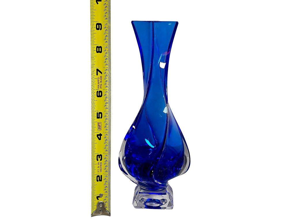 Cobalt Sommerso Cased Art Glass Bud Vase Mid 20th C