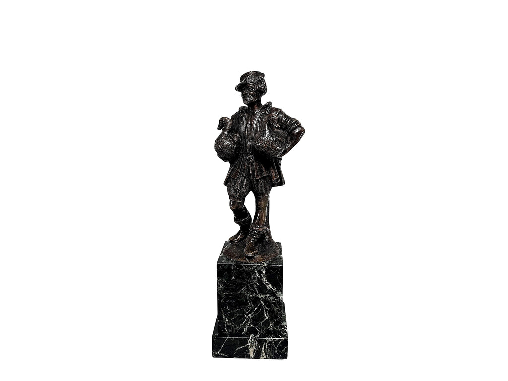 Lenz Austrian Bronze Goose Vendor Figure Marble Base