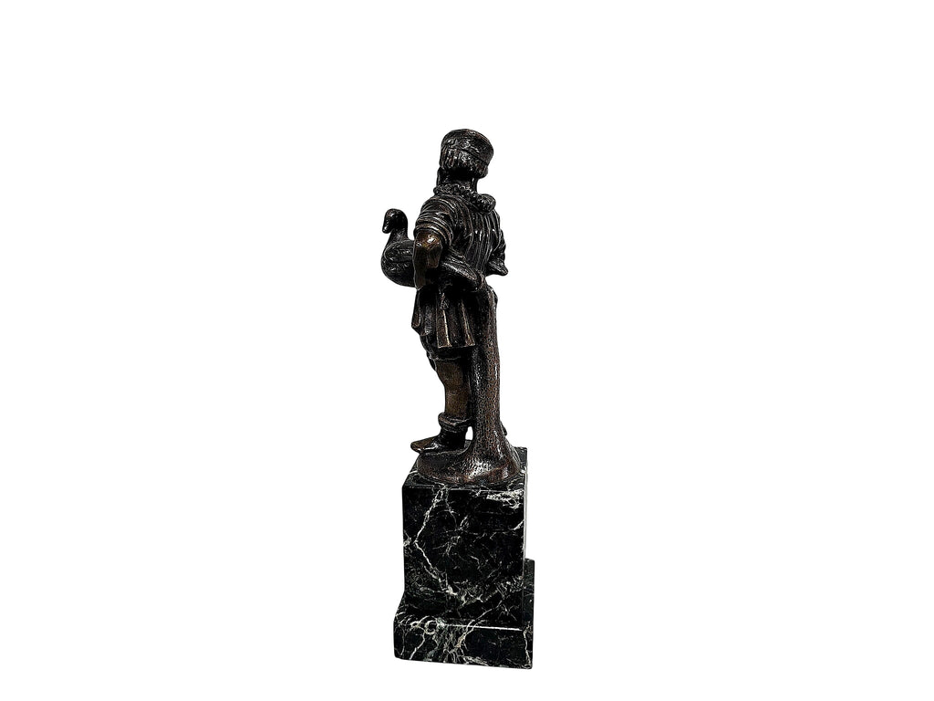 Lenz Austrian Bronze Goose Vendor Figure Marble Base