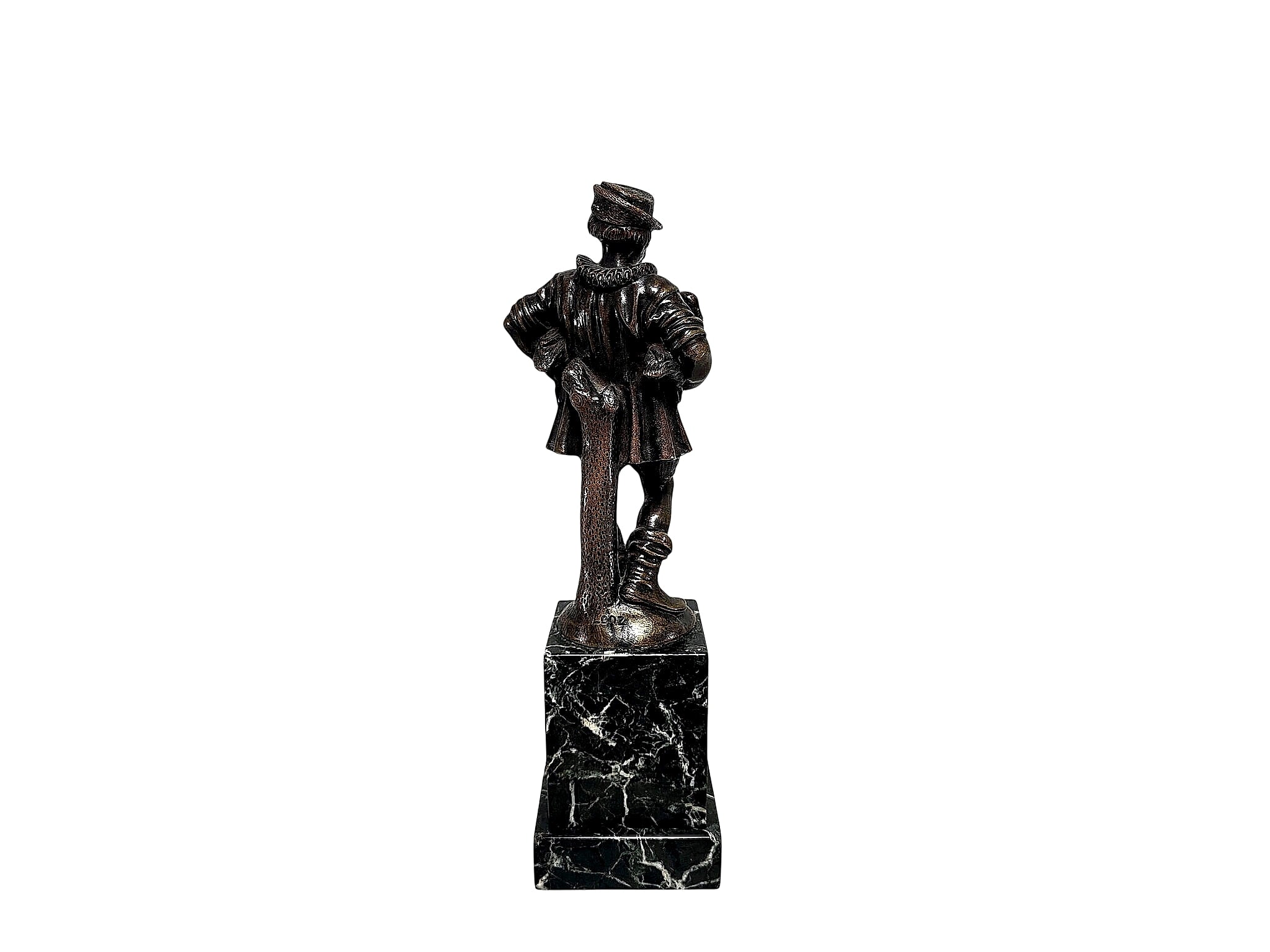 Lenz Austrian Bronze Goose Vendor Figure Marble Base