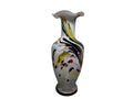 Murano Style Opaline Glass Murrine Ruffled Vase 13.5"