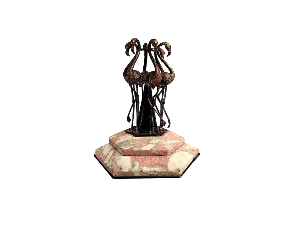 Art Deco Spelter Flamingo Group Marble Base c1920s