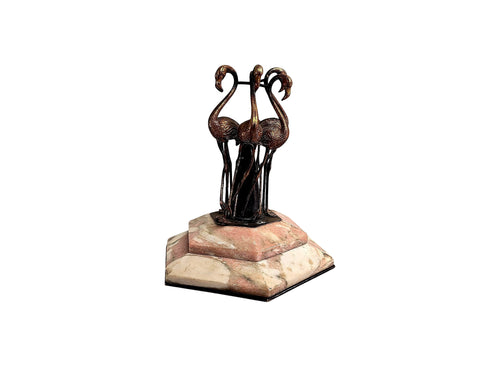 Art Deco Spelter Flamingo Group Marble Base c1920s