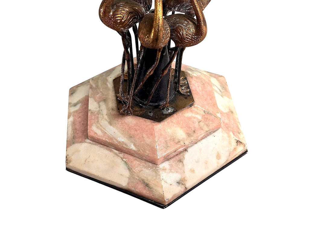 Art Deco Spelter Flamingo Group Marble Base c1920s