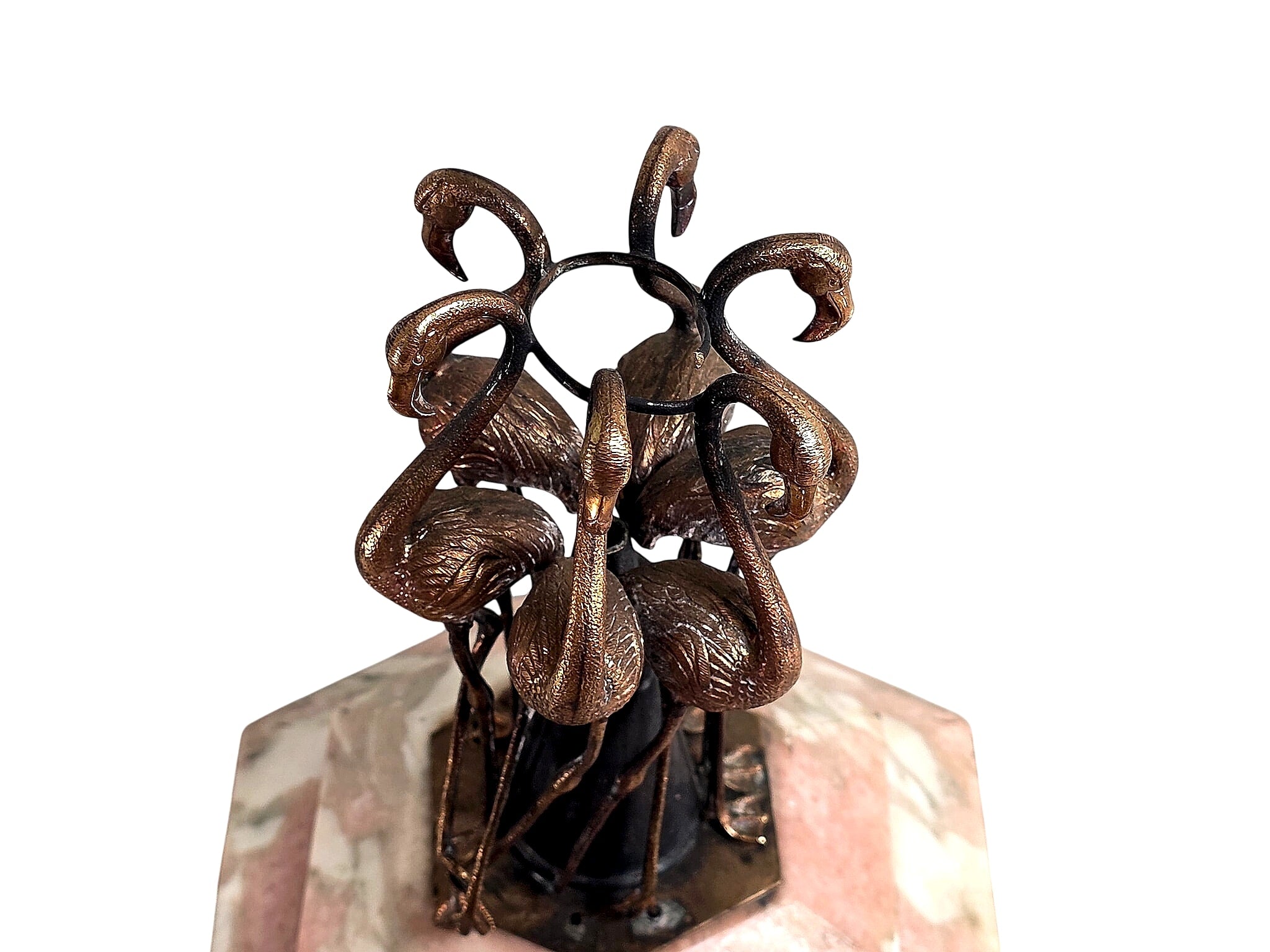 Art Deco Spelter Flamingo Group Marble Base c1920s