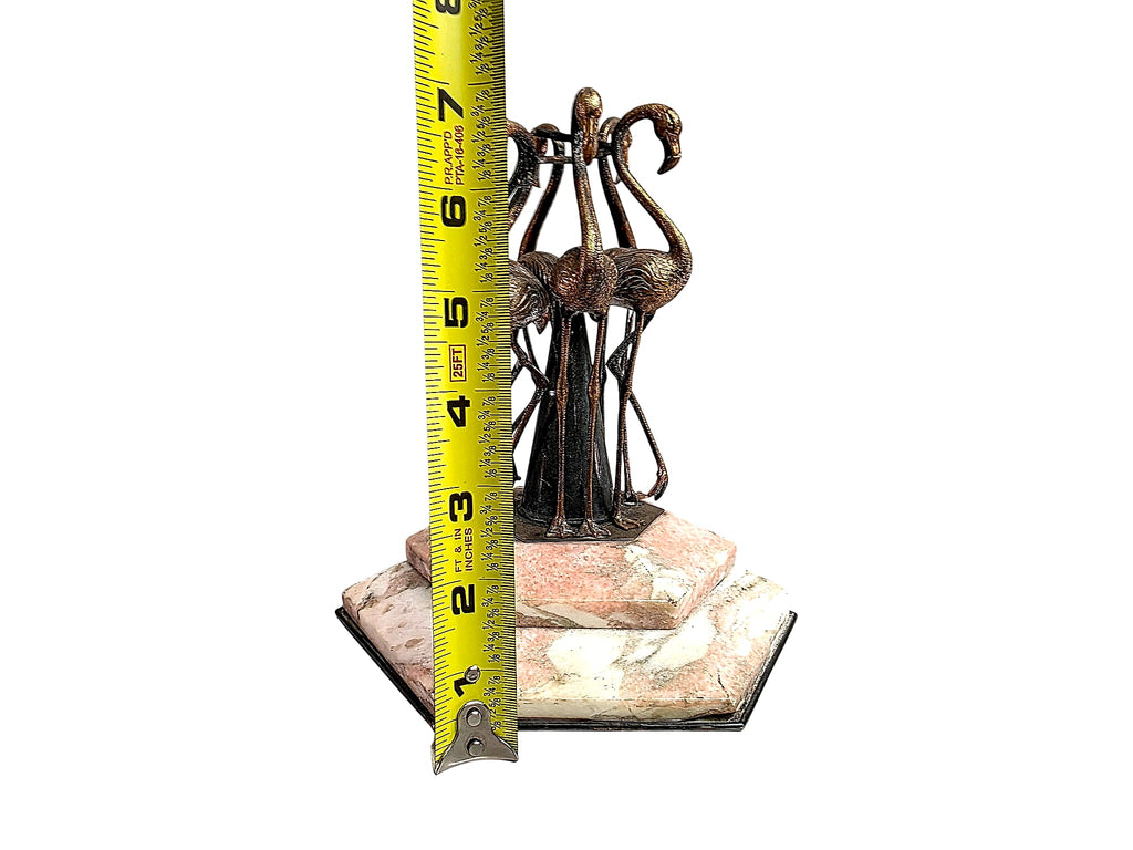 Art Deco Spelter Flamingo Group Marble Base c1920s