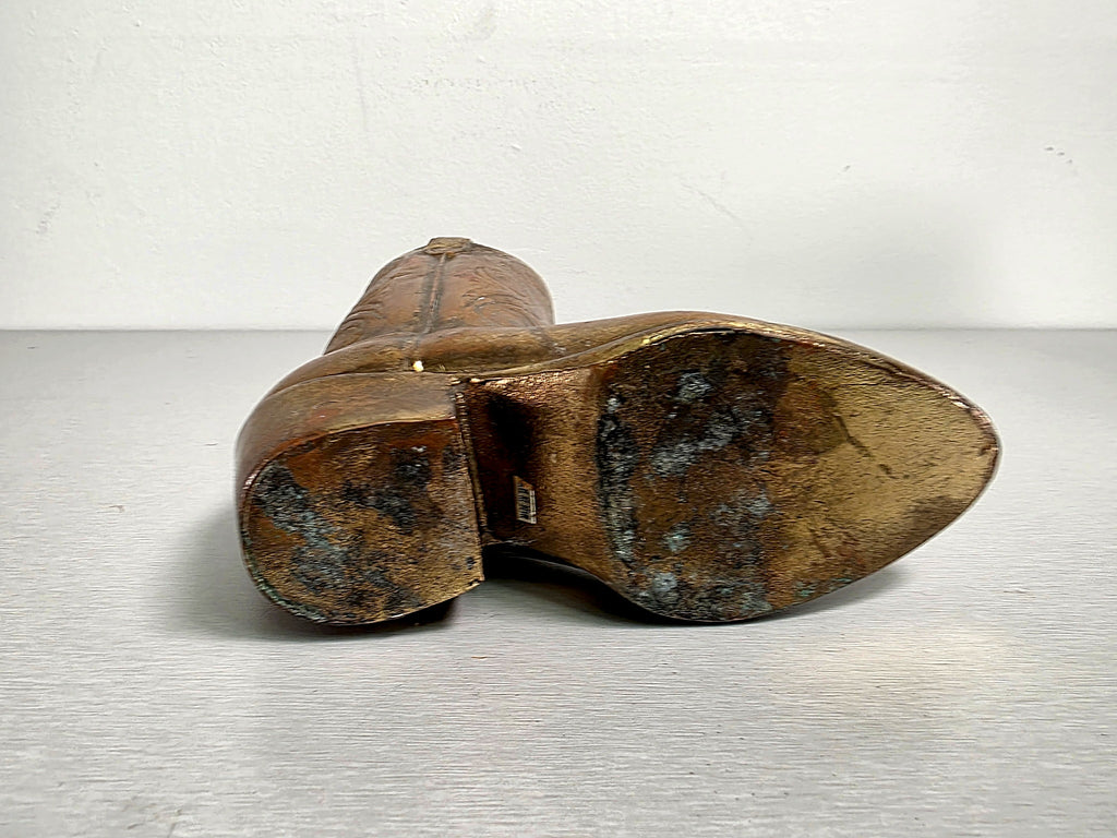 Mid-Century Copper-Clad Cowboy Boot Figurine Vase