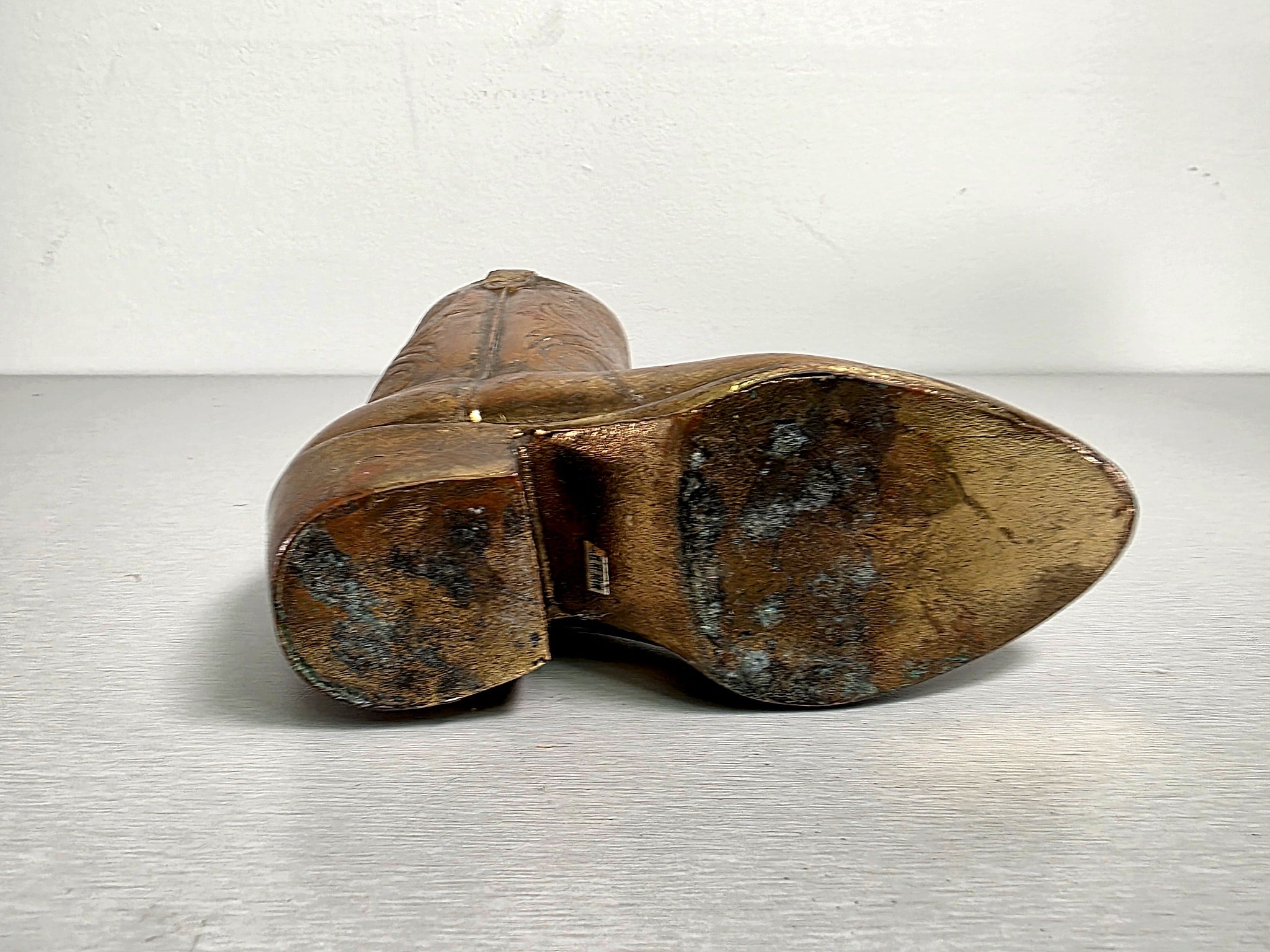 Mid-Century Copper-Clad Cowboy Boot Figurine Vase