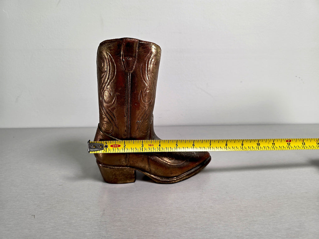 Mid-Century Copper-Clad Cowboy Boot Figurine Vase