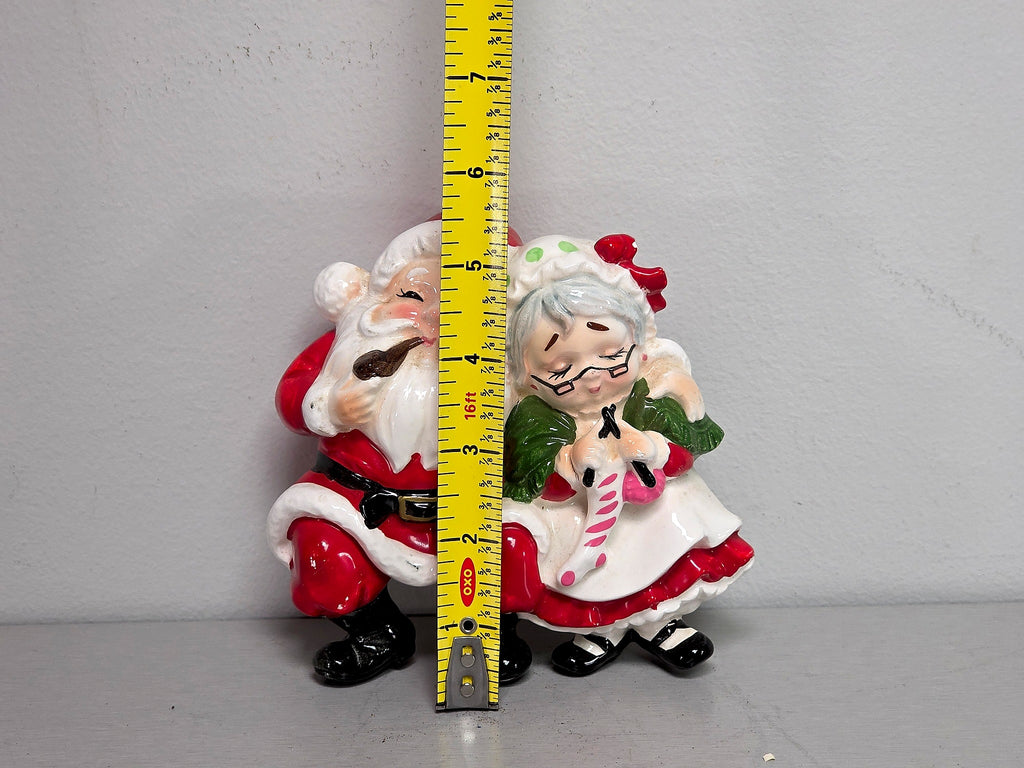 Japan Ceramic Santa Mrs Claus Candle Holder Figurine 1960s